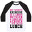 Virgin Teez  Baseball Tee Unisex Classic Baseball Tee / x-small / White/Black LUNGE CRUNCH LUNCH UNISEX CLASSIC BASEBALL TEE