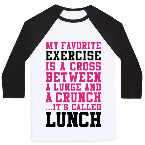 Virgin Teez  Baseball Tee Unisex Classic Baseball Tee / x-small / White/Black LUNGE CRUNCH LUNCH UNISEX CLASSIC BASEBALL TEE