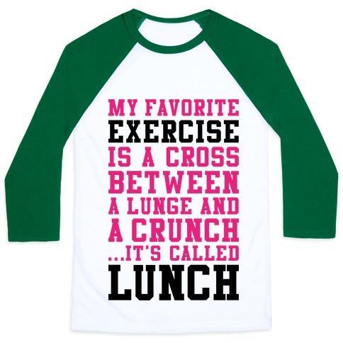 Virgin Teez  Baseball Tee Unisex Classic Baseball Tee / x-small / White/Dark Green LUNGE CRUNCH LUNCH UNISEX CLASSIC BASEBALL TEE
