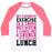 Virgin Teez  Baseball Tee Unisex Classic Baseball Tee / x-small / White/Neon Pink LUNGE CRUNCH LUNCH UNISEX CLASSIC BASEBALL TEE