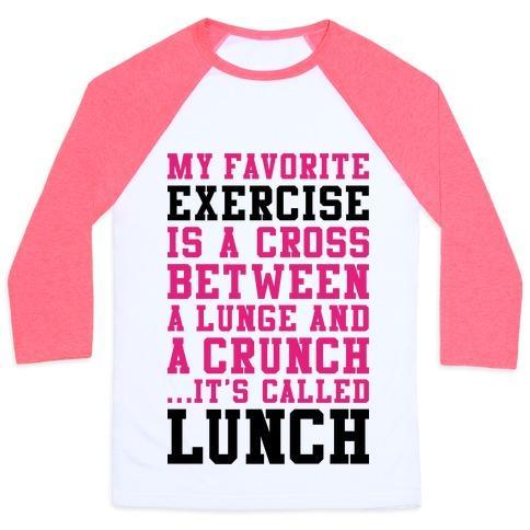 Virgin Teez  Baseball Tee Unisex Classic Baseball Tee / x-small / White/Neon Pink LUNGE CRUNCH LUNCH UNISEX CLASSIC BASEBALL TEE