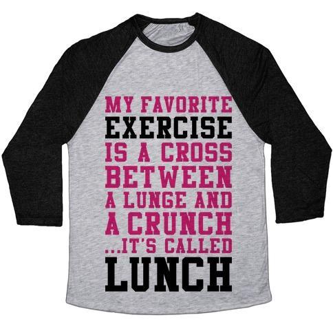 Virgin Teez  Baseball Tee Unisex Tri-Blend Baseball Tee / small / Athletic Gray / Black LUNGE CRUNCH LUNCH UNISEX TRI-BLEND BASEBALL TEE