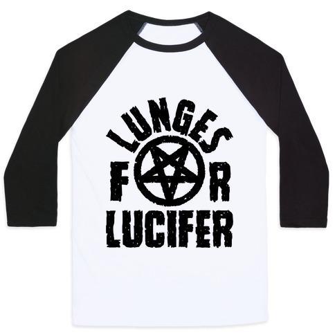 Virgin Teez  Baseball Tee Unisex Classic Baseball Tee / x-small / White/Black LUNGES FOR LUCIFER UNISEX CLASSIC BASEBALL TEE