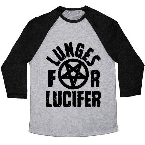 Virgin Teez  Baseball Tee Unisex Tri-Blend Baseball Tee / small / Athletic Gray / Black LUNGES FOR LUCIFER UNISEX TRI-BLEND BASEBALL TEE