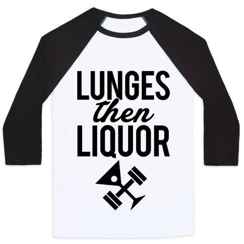 Virgin Teez  Baseball Tee Unisex Classic Baseball Tee / x-small / White/Black LUNGES THEN LIQUOR UNISEX CLASSIC BASEBALL TEE