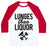 Virgin Teez  Baseball Tee Unisex Classic Baseball Tee / x-small / White/Red LUNGES THEN LIQUOR UNISEX CLASSIC BASEBALL TEE