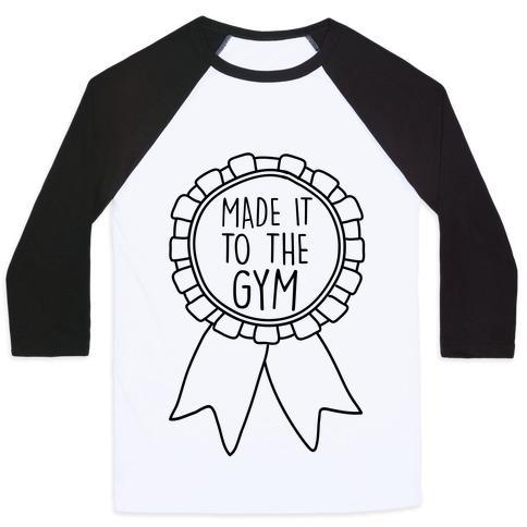 Virgin Teez  Baseball Tee Unisex Classic Baseball Tee / x-small / White/Black MADE IT TO THE GYM AWARD RIBBON UNISEX CLASSIC BASEBALL TEE