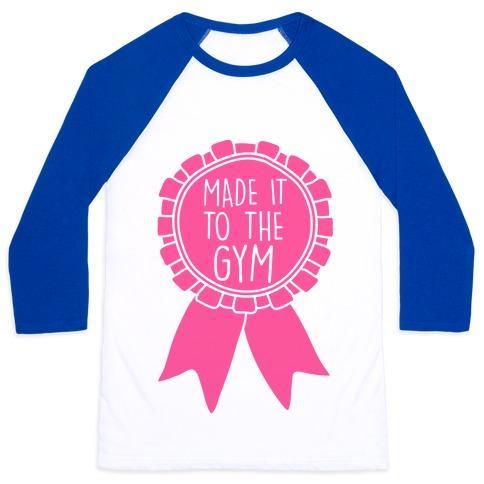 Virgin Teez  Baseball Tee Unisex Classic Baseball Tee / x-small / White/Blue MADE IT TO THE GYM AWARD RIBBON UNISEX CLASSIC BASEBALL TEE