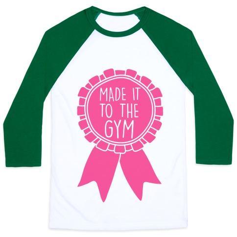 Virgin Teez  Baseball Tee Unisex Classic Baseball Tee / x-small / White/Dark Green MADE IT TO THE GYM AWARD RIBBON UNISEX CLASSIC BASEBALL TEE