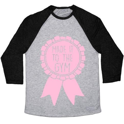 Virgin Teez  Baseball Tee Unisex Tri-Blend Baseball Tee / small / Athletic Gray / Black MADE IT TO THE GYM AWARD RIBBON UNISEX TRI-BLEND BASEBALL TEE