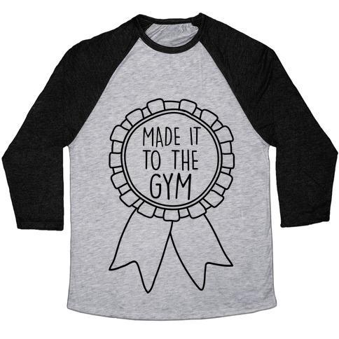 Virgin Teez  Baseball Tee Unisex Tri-Blend Baseball Tee / small / Athletic Gray / Black MADE IT TO THE GYM AWARD RIBBON UNISEX TRI-BLEND BASEBALL TEE