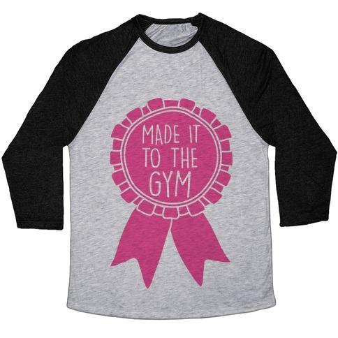 Virgin Teez  Baseball Tee Unisex Tri-Blend Baseball Tee / small / Athletic Gray / Black MADE IT TO THE GYM AWARD RIBBON UNISEX TRI-BLEND BASEBALL TEE