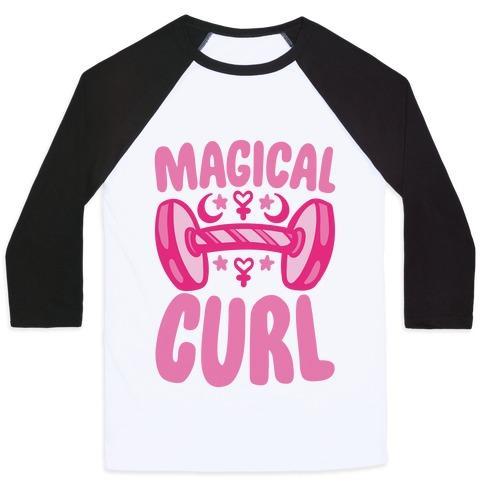 Virgin Teez  Baseball Tee Unisex Classic Baseball Tee / x-small / White/Black MAGICAL CURL PARODY UNISEX CLASSIC BASEBALL TEE
