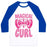 Virgin Teez  Baseball Tee Unisex Classic Baseball Tee / x-small / White/Blue MAGICAL CURL PARODY UNISEX CLASSIC BASEBALL TEE