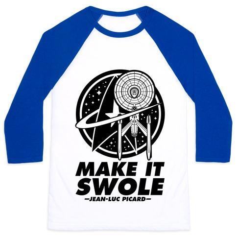 Virgin Teez  Baseball Tee Unisex Classic Baseball Tee / x-small / White/Blue MAKE IT SWOLE UNISEX CLASSIC BASEBALL TEE