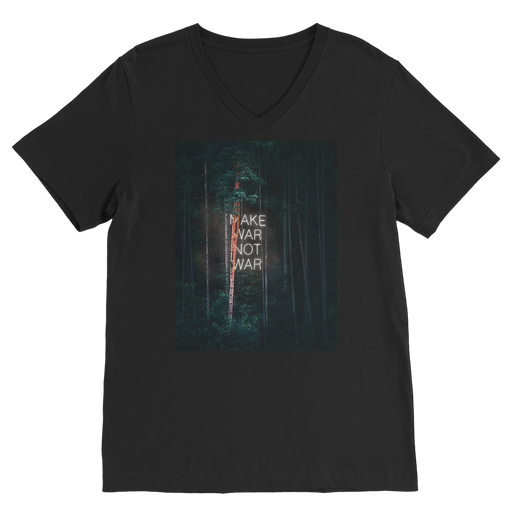 VIRGIN TEEZ Men T-Shirts Black / Unisex / S Make War not War Premium V-Neck T-Shirt
