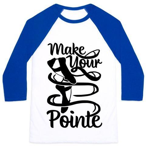 Virgin Teez  Baseball Tee Unisex Classic Baseball Tee / x-small / White/Blue MAKE YOUR POINTE UNISEX CLASSIC BASEBALL TEE