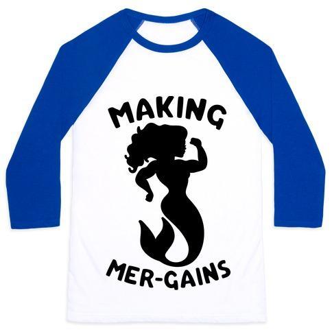 Virgin Teez  Baseball Tee Unisex Classic Baseball Tee / x-small / White/Blue MAKING MER-GAINS UNISEX CLASSIC BASEBALL TEE
