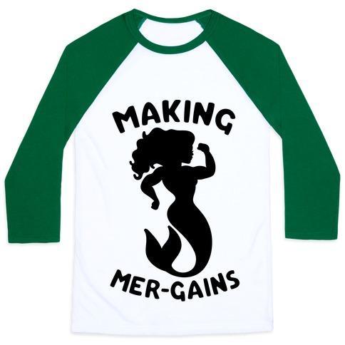 Virgin Teez  Baseball Tee Unisex Classic Baseball Tee / x-small / White/Dark Green MAKING MER-GAINS UNISEX CLASSIC BASEBALL TEE