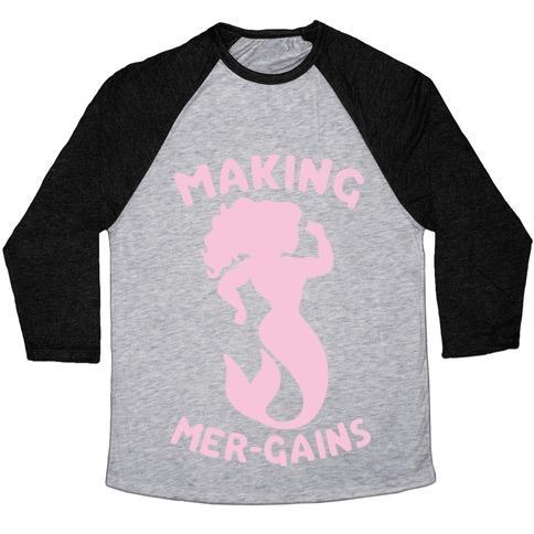 Virgin Teez  Baseball Tee Unisex Tri-Blend Baseball Tee / small / Athletic Gray / Black MAKING MER-GAINS UNISEX TRI-BLEND BASEBALL TEE