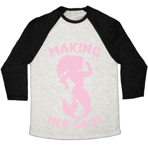 Virgin Teez  Baseball Tee Unisex Tri-Blend Baseball Tee / small / Oatmeal / Black MAKING MER-GAINS UNISEX TRI-BLEND BASEBALL TEE