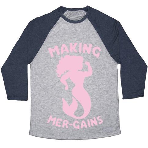 Virgin Teez  Baseball Tee Unisex Tri-Blend Baseball Tee / small / Athletic Gray / Navy MAKING MER-GAINS UNISEX TRI-BLEND BASEBALL TEE