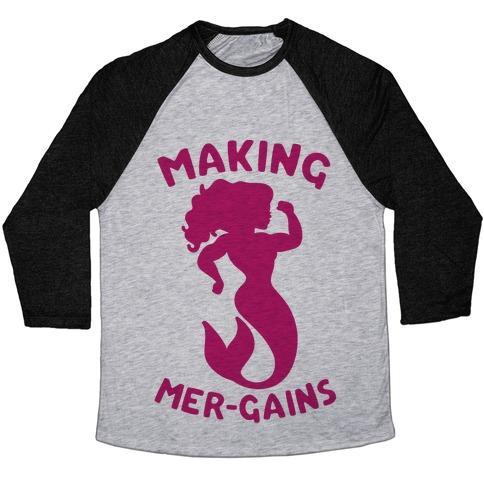 Virgin Teez  Baseball Tee Unisex Tri-Blend Baseball Tee / small / Athletic Gray / Black MAKING MER-GAINS UNISEX TRI-BLEND BASEBALL TEE