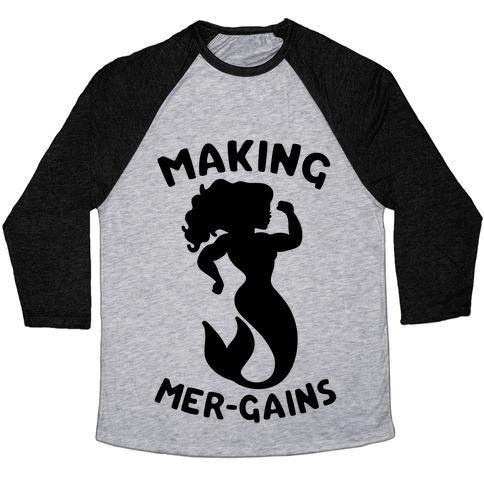 Virgin Teez  Baseball Tee Unisex Tri-Blend Baseball Tee / small / Athletic Gray / Black MAKING MER-GAINS UNISEX TRI-BLEND BASEBALL TEE