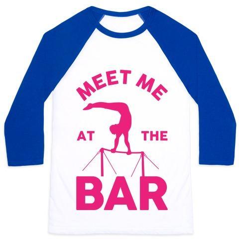 Virgin Teez  Baseball Tee Unisex Classic Baseball Tee / x-small / White/Blue MEET ME AT THE BAR GYMNASTICS UNISEX CLASSIC BASEBALL TEE