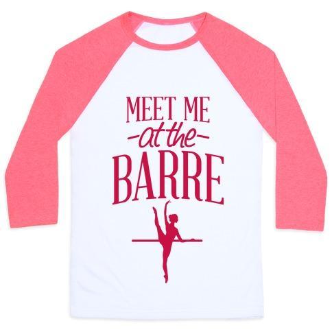 Virgin Teez  Baseball Tee Unisex Classic Baseball Tee / x-small / White/Neon Pink MEET ME AT THE BARRE UNISEX CLASSIC BASEBALL TEE