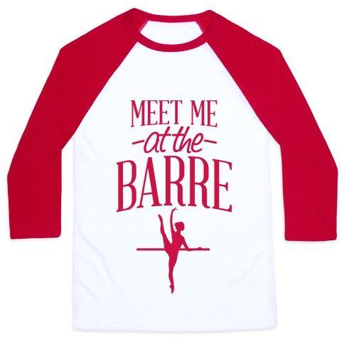 Virgin Teez  Baseball Tee Unisex Classic Baseball Tee / x-small / White/Red MEET ME AT THE BARRE UNISEX CLASSIC BASEBALL TEE