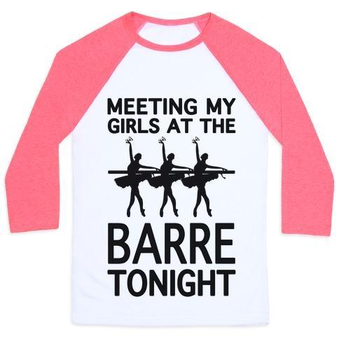 Virgin Teez  Baseball Tee Unisex Classic Baseball Tee / x-small / White/Neon Pink MEETING MY GIRLS AT THE BARRE TONIGHT UNISEX CLASSIC BASEBALL TEE