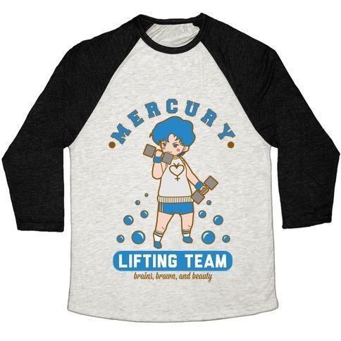 Virgin Teez  Baseball Tee Unisex Tri-Blend Baseball Tee / small / Oatmeal / Black MERCURY LIFTING TEAM PARODY WHITE UNISEX TRI-BLEND BASEBALL TEE