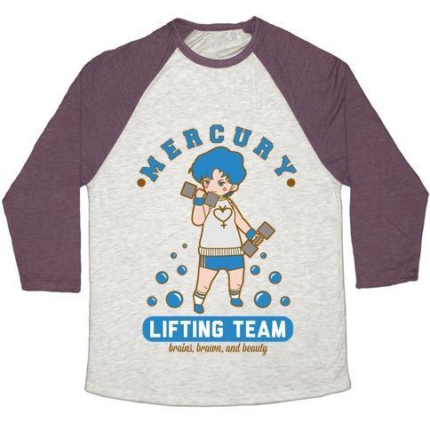 Virgin Teez  Baseball Tee Unisex Tri-Blend Baseball Tee / small / Oatmeal / Maroon MERCURY LIFTING TEAM UNISEX TRI-BLEND BASEBALL TEE