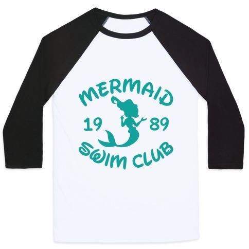 Virgin Teez  Baseball Tee Unisex Classic Baseball Tee / x-small / White/Black MERMAID SWIM CLUB UNISEX CLASSIC BASEBALL TEE