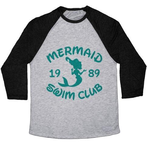 Virgin Teez  Baseball Tee Unisex Tri-Blend Baseball Tee / small / Athletic Gray / Black MERMAID SWIM CLUB UNISEX TRI-BLEND BASEBALL TEE
