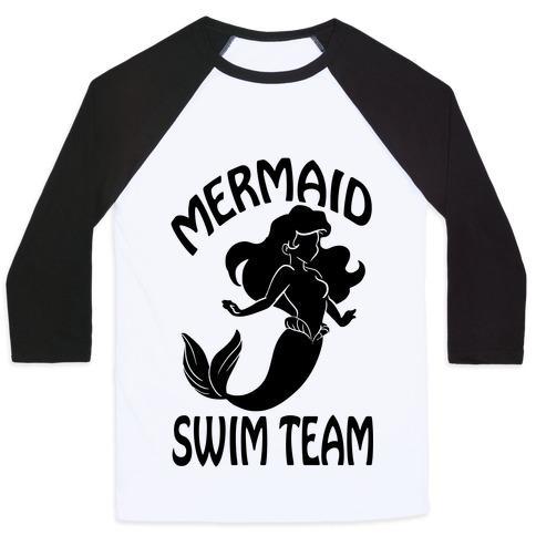 Virgin Teez  Baseball Tee Unisex Classic Baseball Tee / x-small / White/Black MERMAID SWIM TEAM UNISEX CLASSIC BASEBALL TEE
