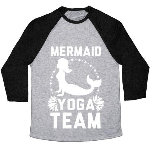 Virgin Teez  Baseball Tee Unisex Tri-Blend Baseball Tee / small / Athletic Gray / Black MERMAID YOGA TEAM UNISEX TRI-BLEND BASEBALL TEE