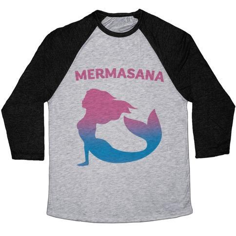 Virgin Teez  Baseball Tee Unisex Tri-Blend Baseball Tee / small / Athletic Gray / Black MERMASANA PARODY UNISEX TRI-BLEND BASEBALL TEE