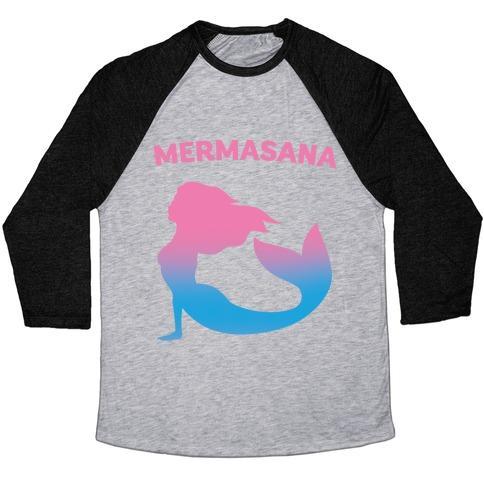 Virgin Teez  Baseball Tee Unisex Tri-Blend Baseball Tee / small / Athletic Gray / Black MERMASANA PARODY WHITE PRINT UNISEX TRI-BLEND BASEBALL TEE