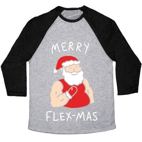 Virgin Teez  Baseball Tee Unisex Tri-Blend Baseball Tee / small / Athletic Gray / Black MERRY FLEX-MAS UNISEX TRI-BLEND BASEBALL TEE