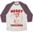 Virgin Teez  Baseball Tee Unisex Tri-Blend Baseball Tee / small / Oatmeal / Maroon MERRY THICCMAS PARODY UNISEX TRI-BLEND BASEBALL TEE