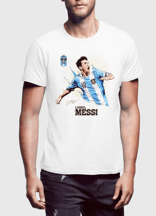 M Nidal Khan T-shirt SMALL / White Messi Half Sleeves T-shirt