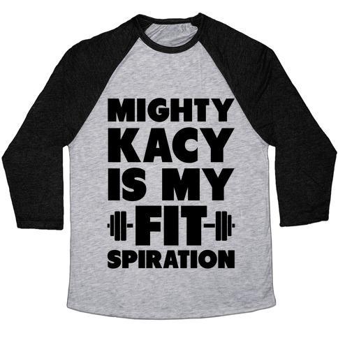 Virgin Teez  Baseball Tee Unisex Tri-Blend Baseball Tee / small / Athletic Gray / Black MIGHTY KACY IS MY FITSPIRATION UNISEX TRI-BLEND BASEBALL TEE