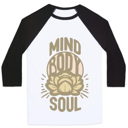 Virgin Teez  Baseball Tee Unisex Classic Baseball Tee / x-small / White/Black MIND BODY SOUL UNISEX CLASSIC BASEBALL TEE