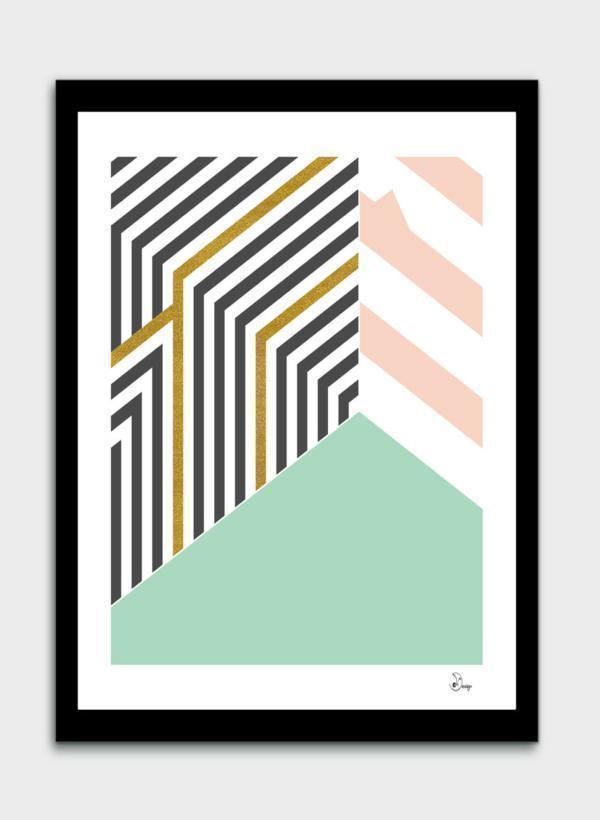 LUVD Framed Art Prints Mint&Gold Room   Frame