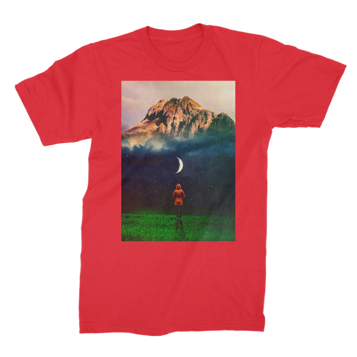 VIRGIN TEEZ Men T-Shirts Red / Male / S Moon on Earth Premium Jersey Men's T-Shirt
