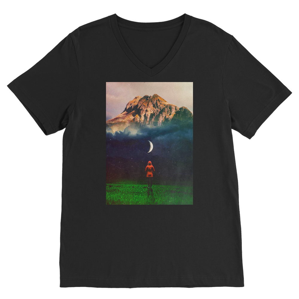 VIRGIN TEEZ Men T-Shirts Black / Unisex / S Moon on Earth Premium V-Neck T-Shirt