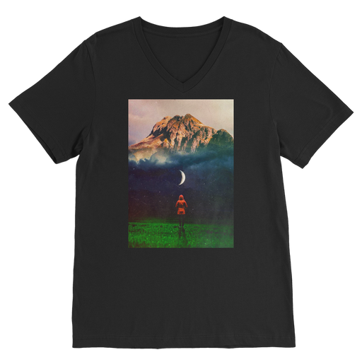 VIRGIN TEEZ Men T-Shirts Black / Unisex / S Moon on Earth Premium V-Neck T-Shirt