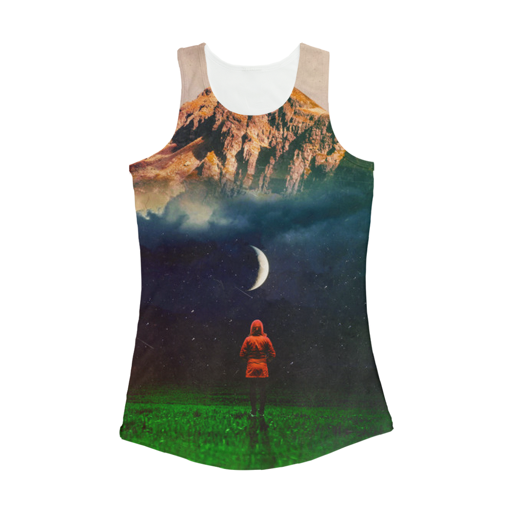 VIRGIN TEEZ Women Tank top White / XS Moon on Earth Women Performance Tank Top
